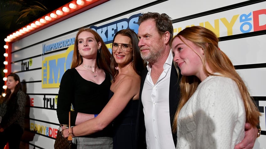 brooke shields with her husband chris henchy and daughters grier and rowan