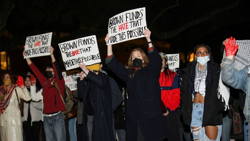 brown university prez omits references to jewish students in speech after pro palestinian activists heckle her