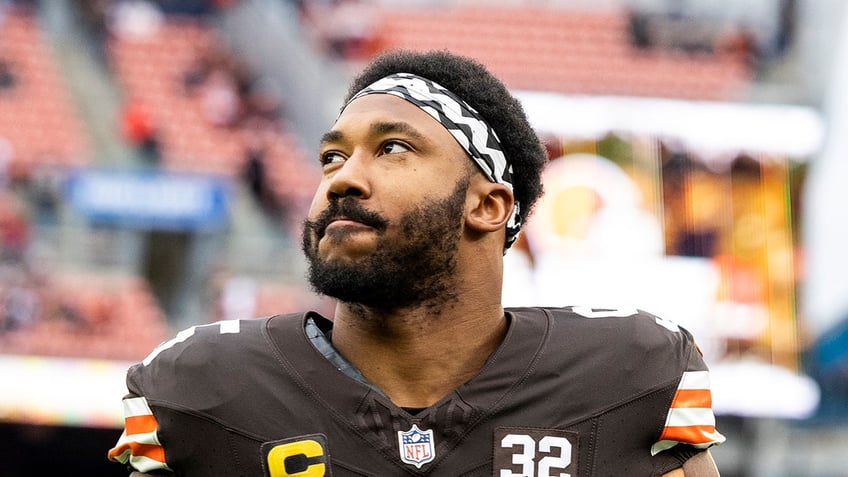 Myles Garrett looks up on field