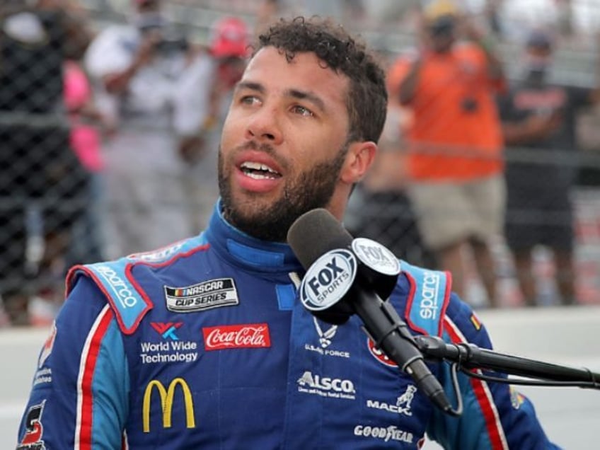 bubba wallace congratulates himself for not punching something after falling out of nascar playoff