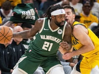 Bucks' Patrick Beverley hurls basketball at fans behind the bench during Game 6 loss to Pacers
