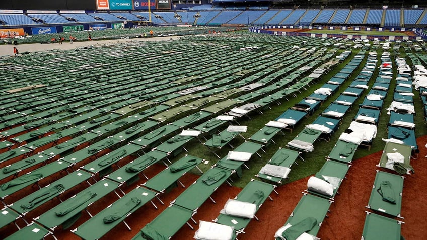 Cots at Tropicana Field