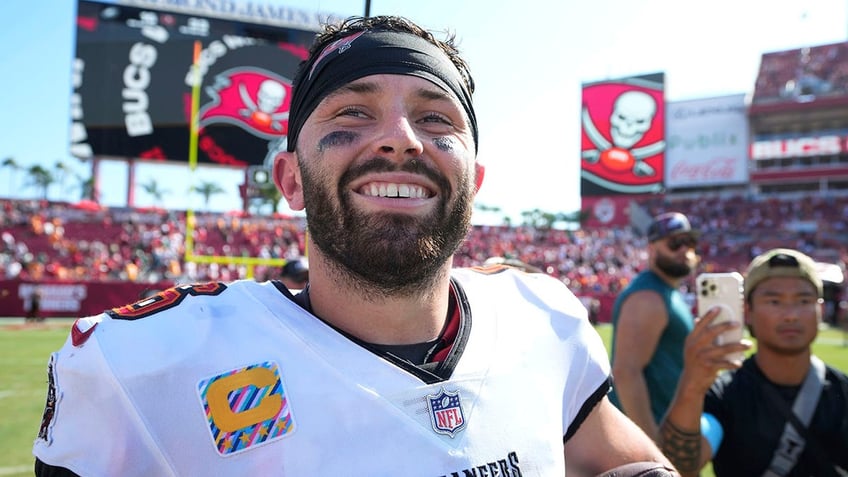 Baker Mayfield smiles