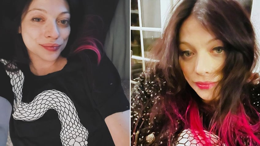 Side by side selfies of MIchelle Trachtenberg