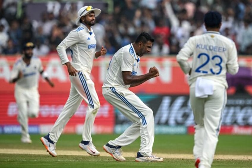 India's Ravichandran Ashwin celebrates the wicket of England's Ollie Pope