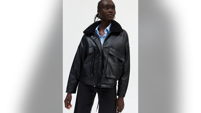 Look cool but stay warm with this faux leather jacket. 