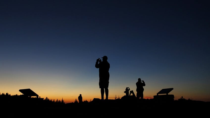 Tourists atop Cadillac Mountain