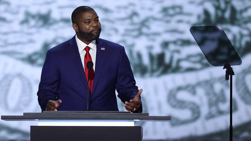 Byron Donalds speaks during Day 1 of the Republican National Convention