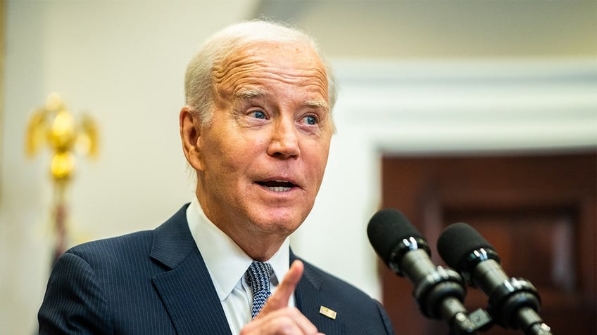 President Joe Biden speaking with finger pointing