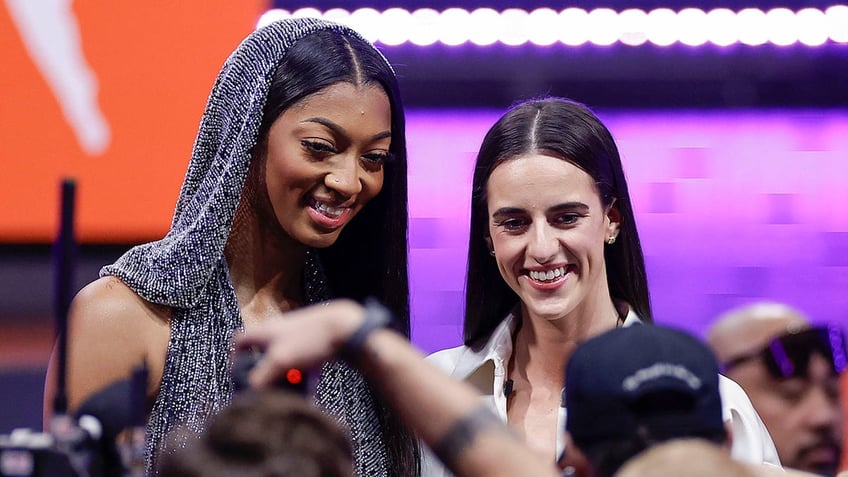 Angel Reese and Caitlin Clark at the draft