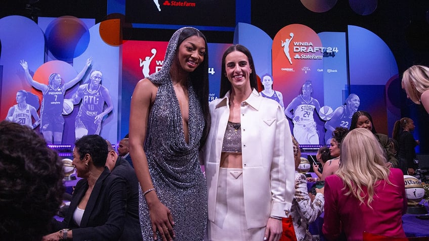 Caitlin Clark and Angel Reese at WNBA Draft