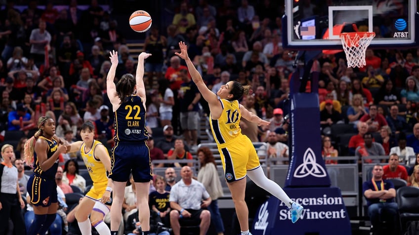 Caitlin Clark shoots a 3-pointer