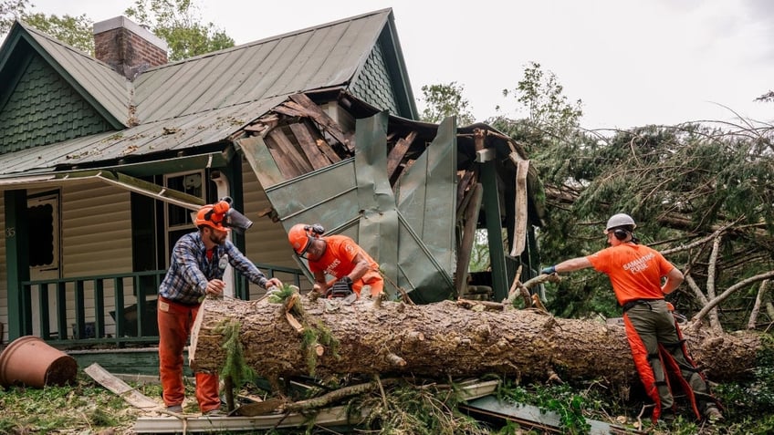 Samaritan's Purse volunteers help clear destruction and debris after Hurricane Helene.