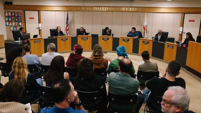 Opening statements are made during a board meeting at the Santa Ana Unified School District Board Room on Tuesday, June 13, 2023 in Santa Ana, CA.