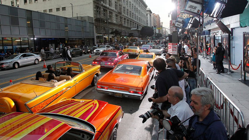 Lowrider cars on LA street