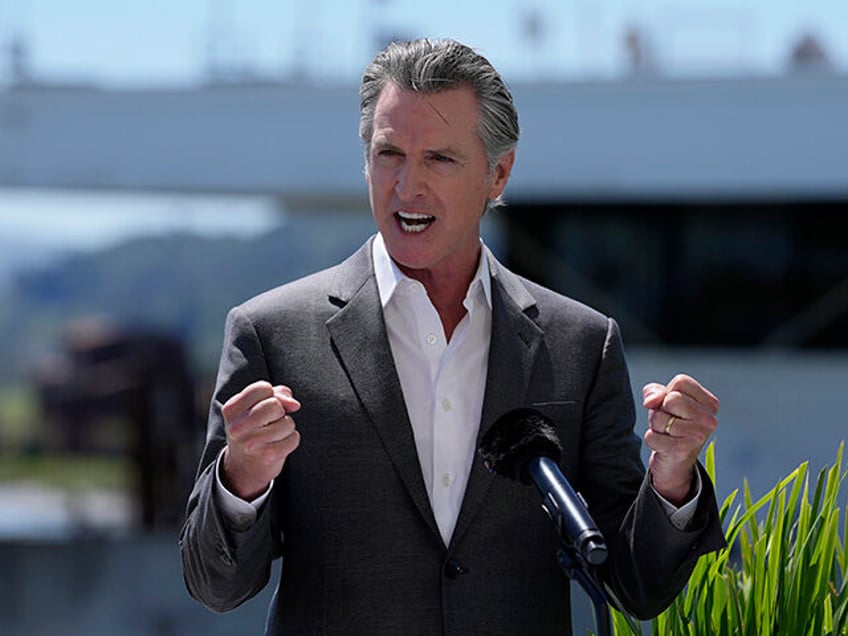 California Gov. Gavin Newsom speaks during an announcement on a new climate partnership be