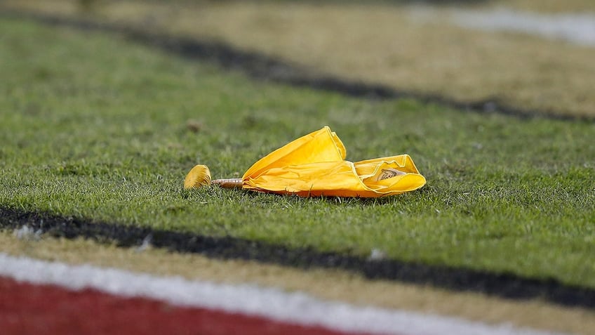 A yellow penalty flag