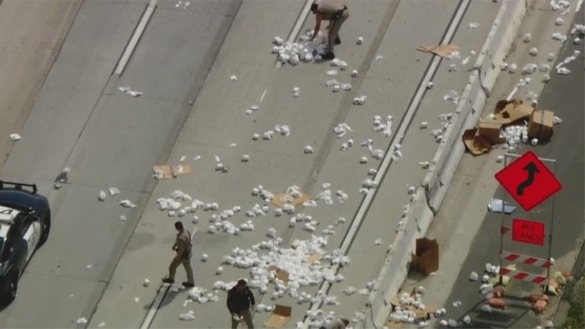 Toilet paper on highway