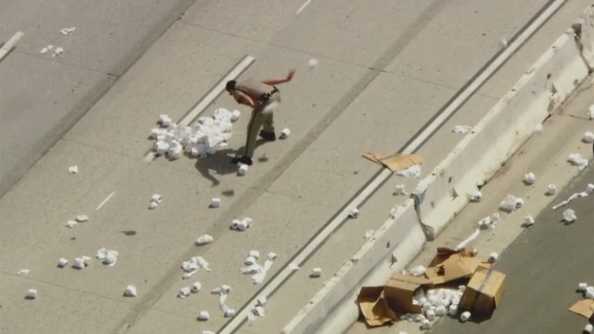 Toilet paper on highway