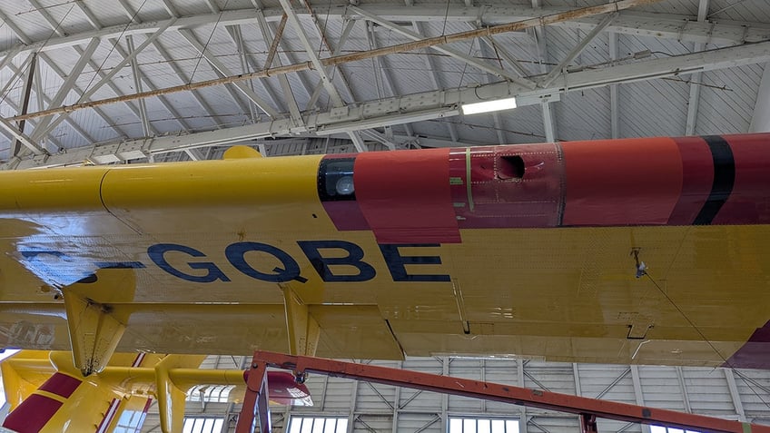 Canadian aircraft inside a hangar