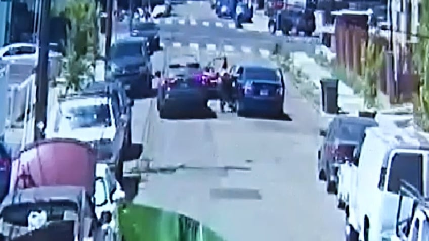 A screenshot of video footage of the shooting that killed Maria Ramos