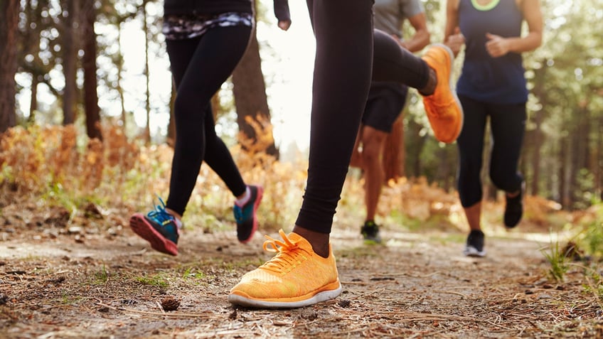 trail runners stock photo