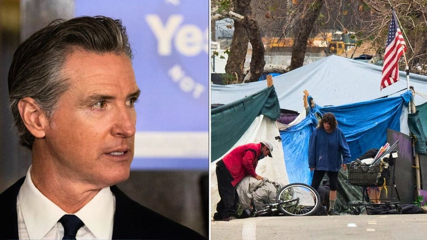Gov. Gavin Newsom and homeless people