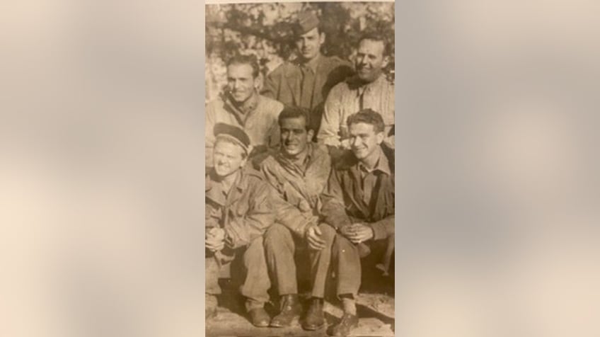 war vet with friends vintage photo