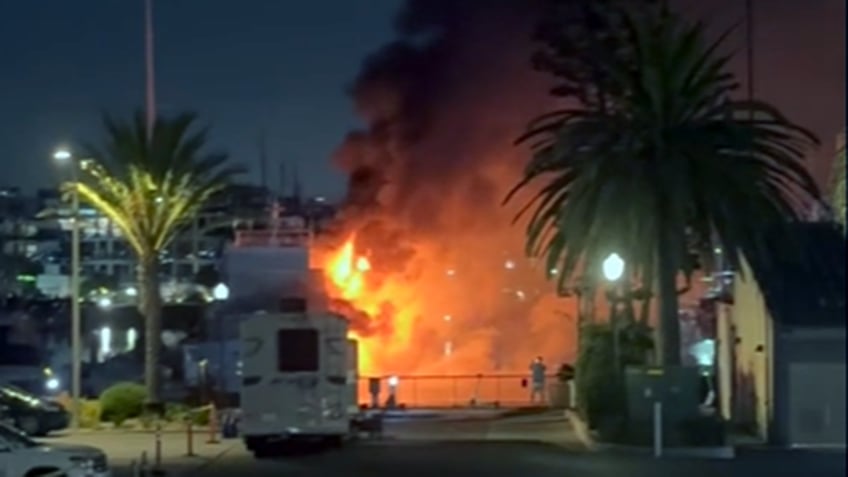 Yacht on fire in California