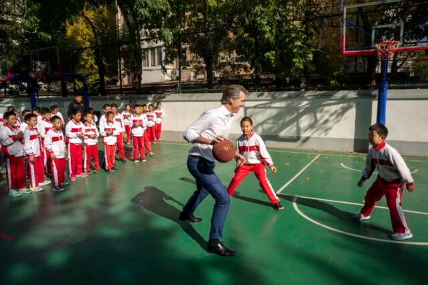 californias newsom plays hardball in china collides with student during schoolyard basketball game