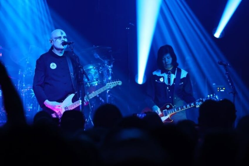 Billy Corgan and James Iha of The Smashing Pumpkins perform at Irving Plaza in September 2022 in New York