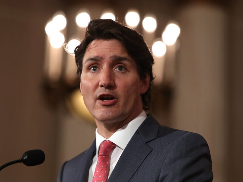 Justin Trudeau, Canada's prime minister, speaks during a press conference at the Fair