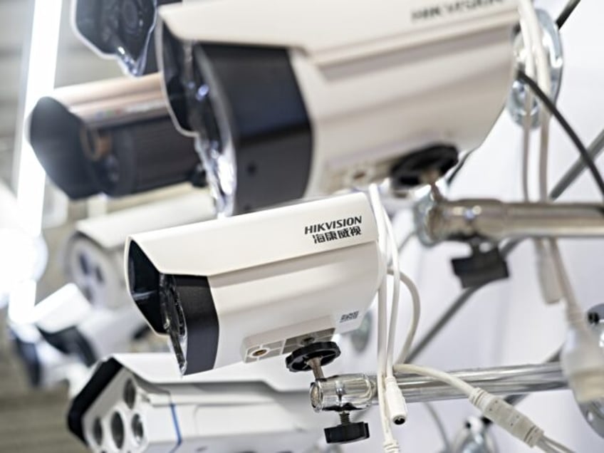 Picture of Hikvision cameras in an electronic mall in Beijing on May 24, 2019. - Shares in