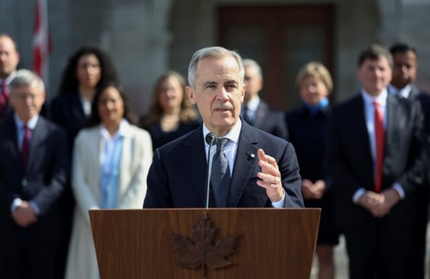 Canada's Prime Minister Mark Carney speaks during a news conference on March 14, 2025 in O