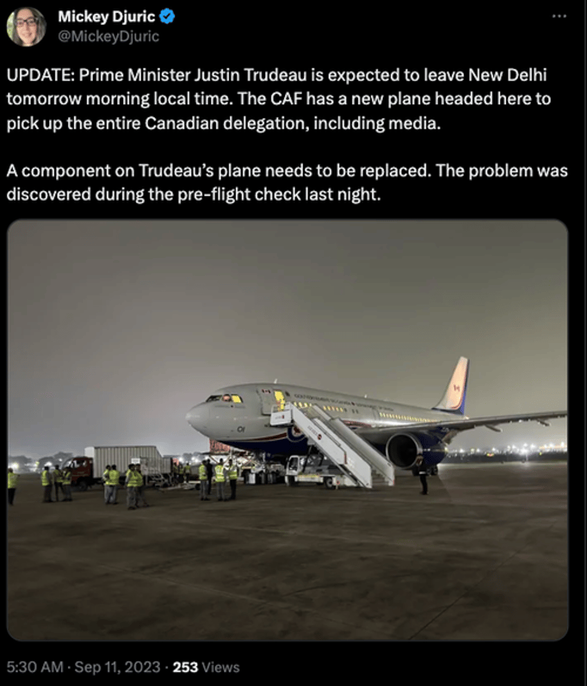 canada pm trudeau stranded in india after plane breaks down 