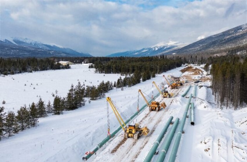 This December 9, 2021, image courtesy of Trans Mountain Corporation shows winter pipeline