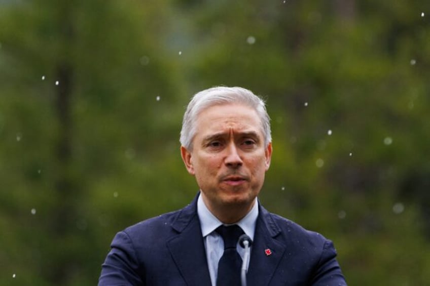 Canadian Finance Minister François-Philippe Champagne speaks at a press conference during