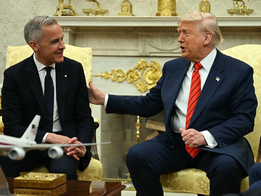 US President Donald Trump meets with Canadian Prime Minister Mark Carney in the Oval Offic