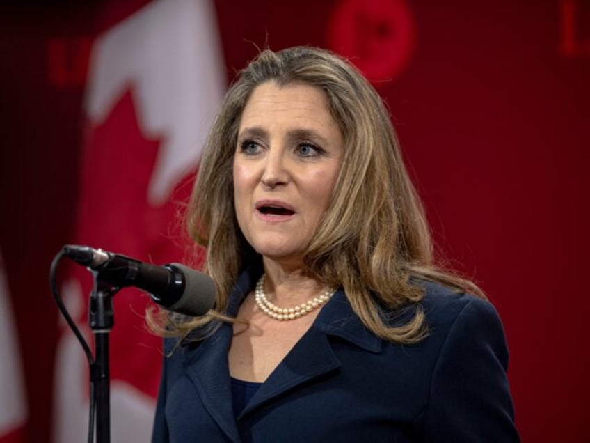 Canada's former Finance Minister and former Deputy Prime Minister Chrystia Freeland speaks