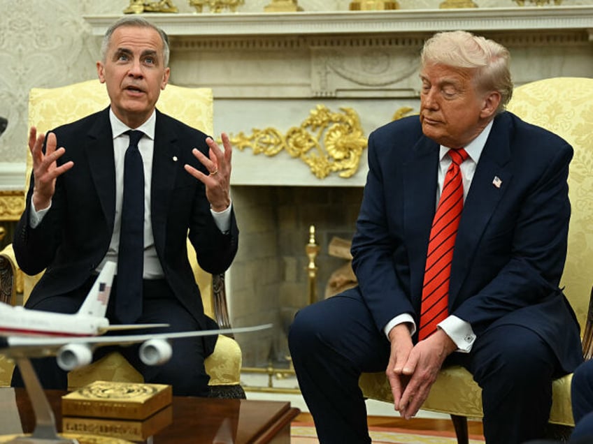 US President Donald Trump meets with Canadian Prime Minister Mark Carney in the Oval Offic