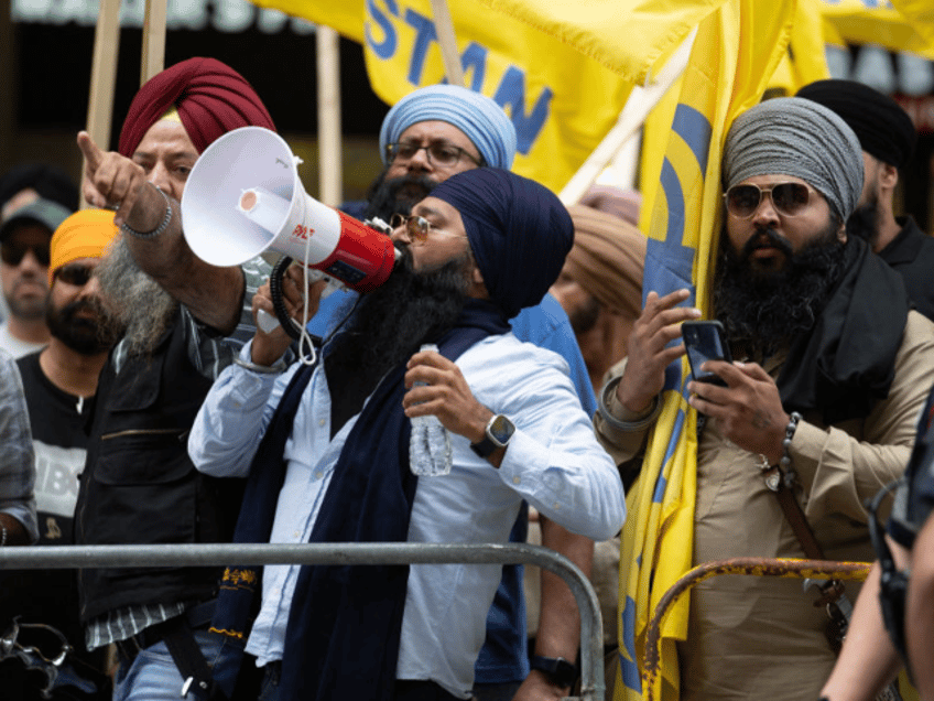 Sikhs protest for the independence of Khalistan in front of the Indian Consulate in Toront