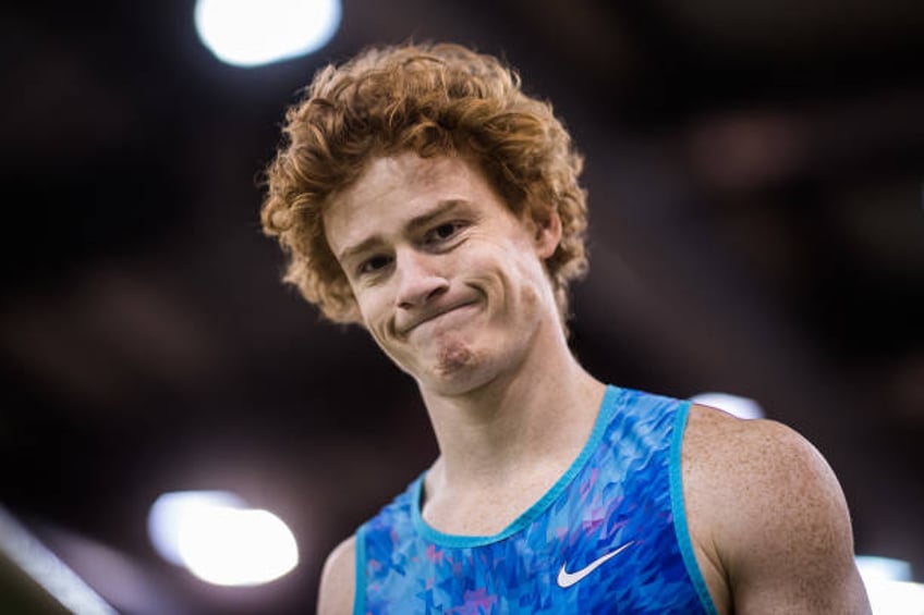 Shawnacy Barber of Canada during Men's Pole Vault at PSD Bank Indoor Athletics Meeting on February 6, 2018 in Duesseldorf, Germany.