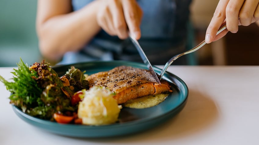 salmon dish on plate