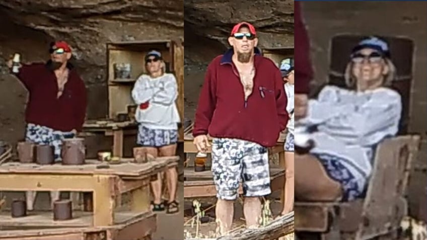 The two alleged thieves inside a cave