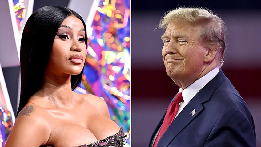 Photos arranged of Cardi B and Trump