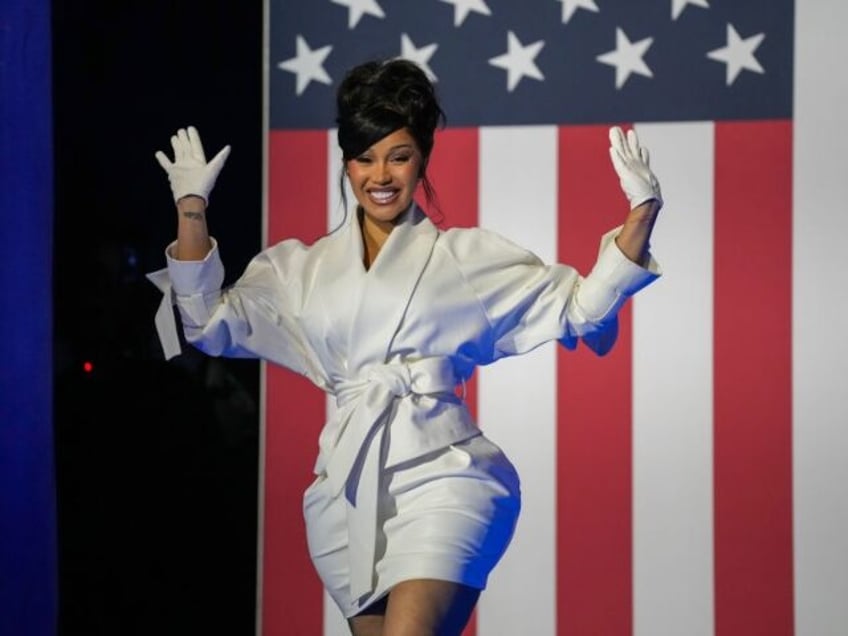 Cardi B arrives during a campaign rally for Democratic presidential nominee, U.S. Vice Pre