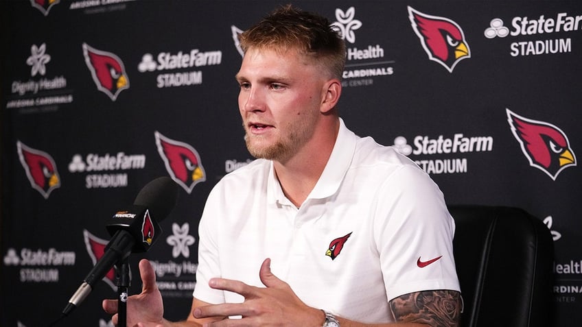 Trey McBride speaks at press conference