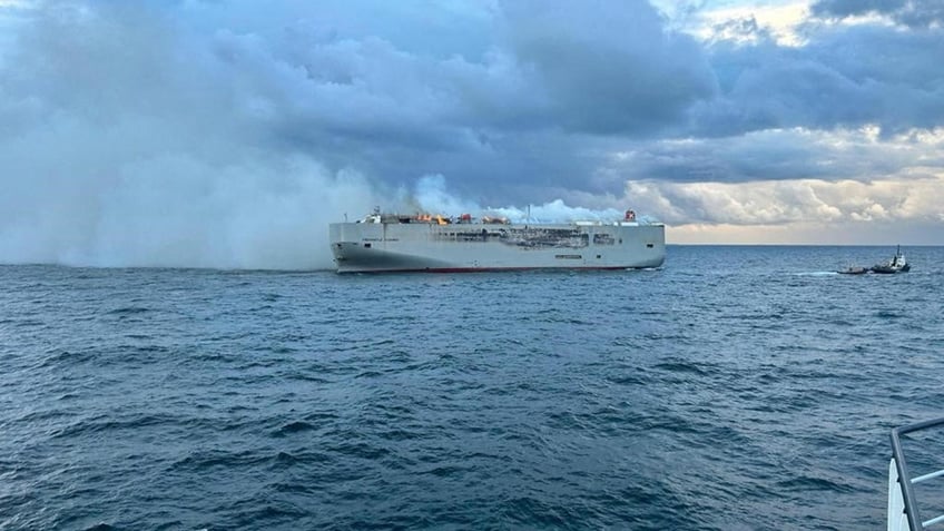 cargo ship caught ablaze off dutch coast 1 dead and more injured coast guard says