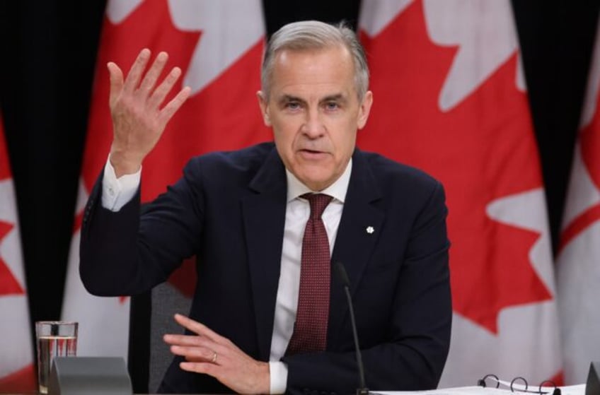 Canada's Prime Minister Mark Carney speaks at a press conference in Ottawa, Ontario, on Ma