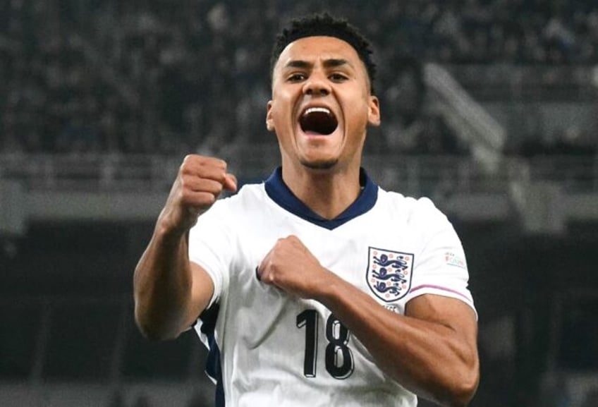 England's Ollie Watkins celebrates after scoring against Greece